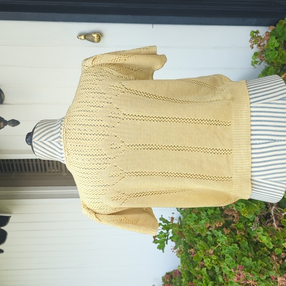 Vintage Spring Knit Short Sleeve Pointelle Sweater - Picture 4 of 12